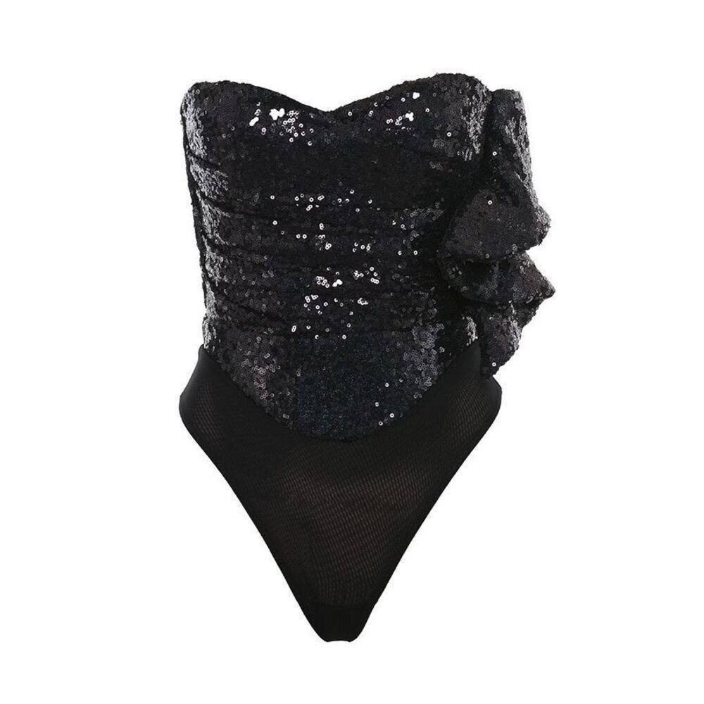 House of CB Galliano black sequinned bodysuit Black size XS NWT